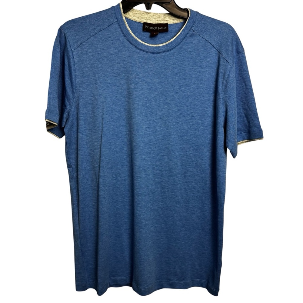 Patrick James preppy blokecore cotton blue short sleeve t shirt men's medium